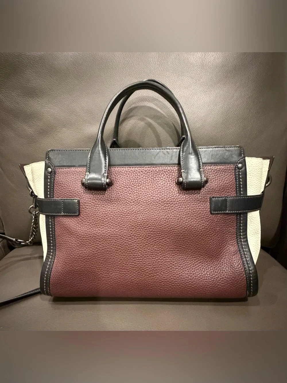 EUC Preloved Coach Swagger Carryall Colorblock Satchel w/ Crossbody Strap